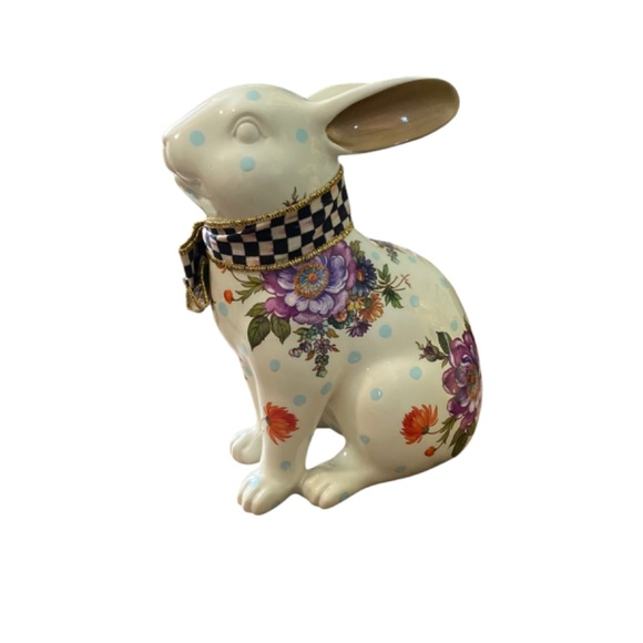 Mackenzie Childs Florabunda Bunny Rabbit Figurine, White - Picture 4 of 6